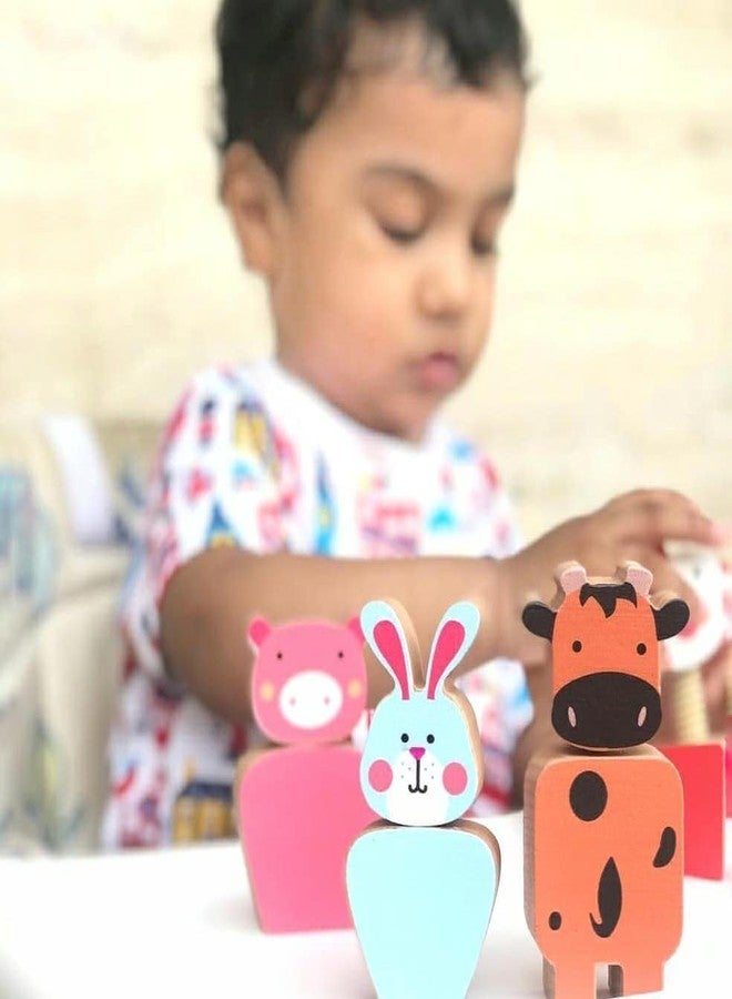 Shumee Wooden Farm Animal Twist and Turn Toy | (2+ Years) | Ivory Wood Montessori Toddler Toys | Grip, Strength & Cognitive Learning | Sensory, Color & Shape Recognition Toy | Gift for Boys and Girls - Image 5