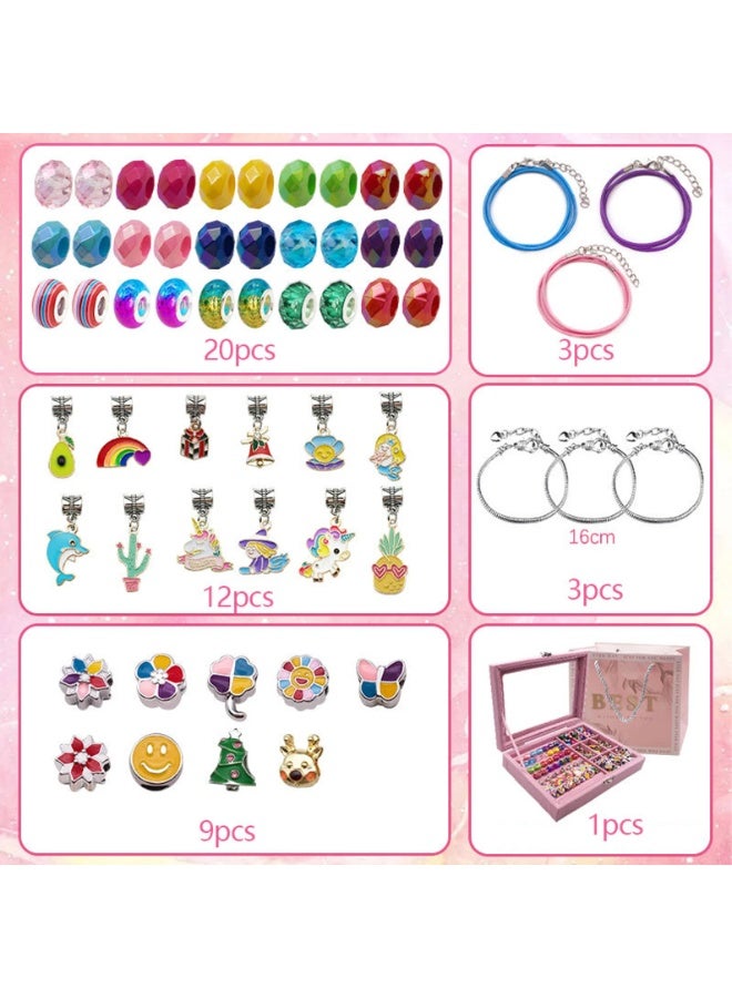 Capstro 76PCS Charm Bracelet Making Kit for Girls – DIY Jewelry Beads Set with Charms & 9-Grid Storage Box | Creative Craft Gift for Girls (Ages 6–12) - Image 2