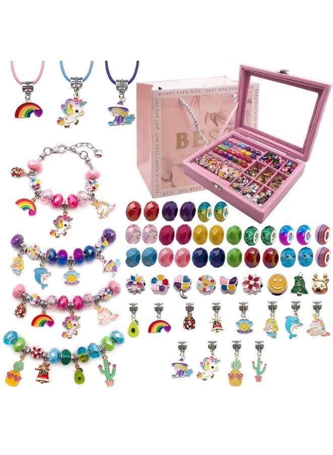 Capstro 76PCS Charm Bracelet Making Kit for Girls – DIY Jewelry Beads Set with Charms & 9-Grid Storage Box | Creative Craft Gift for Girls (Ages 6–12) - Image 1
