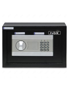 Rubik Digital Safe Box with Key and Pin Code Lock for Home Office Cash Money Jewelry Safety (31x20x20cm) RB20EP - Black  - Image 4