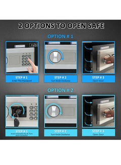 Rubik Digital Safe Box with Key and Pin Code Lock for Home Office Cash Money Jewelry Safety (31x20x20cm) RB20EP - Black  - Image 5