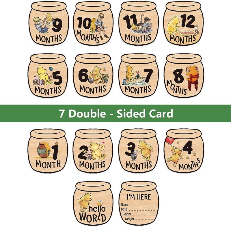 Al Raied ARS® Baby Bear Month Milestone Circles - Wooden Honey Pot Shaped Photo Props with 'Hello, World' Name Signs - Image 4