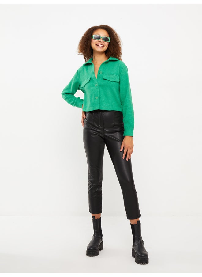 LC WAIKIKI - Front Button Closure Straight Long Sleeve Gabardine Women's Shirt Jacket - Image 1