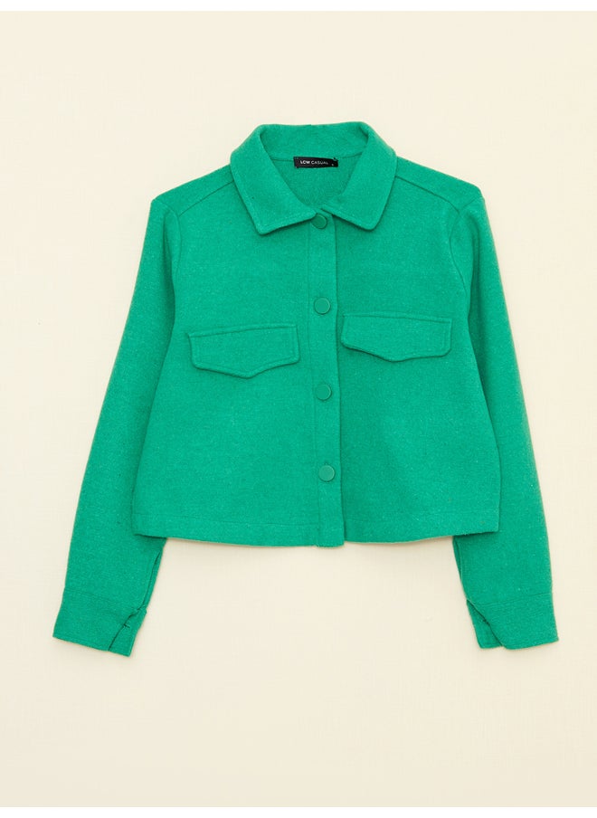 LC WAIKIKI - Front Button Closure Straight Long Sleeve Gabardine Women's Shirt Jacket - Image 1