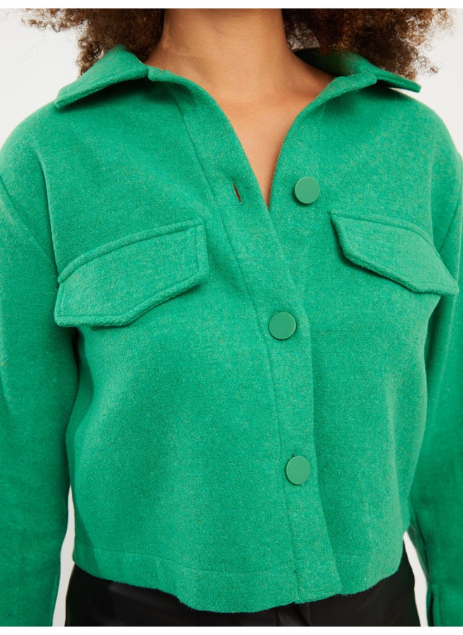 LC WAIKIKI - Front Button Closure Straight Long Sleeve Gabardine Women's Shirt Jacket - Image 1