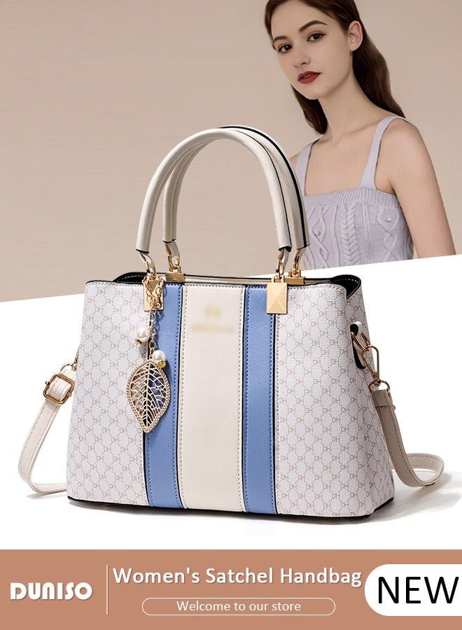 DUNISO Crossbody Purses And Handbags For Women,Large Capacity Pu Leather Tote With Top Handle, Printed And Color Matching Satchel With Zipper,Shoulder Bags For Travel And Daily Life  - Image 1