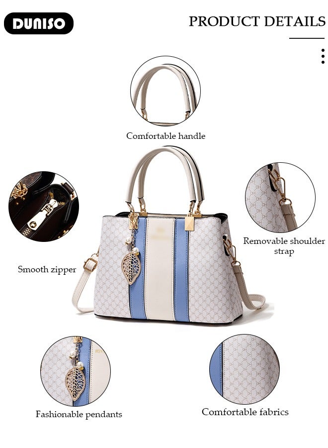 DUNISO Crossbody Purses And Handbags For Women,Large Capacity Pu Leather Tote With Top Handle, Printed And Color Matching Satchel With Zipper,Shoulder Bags For Travel And Daily Life  - Image 2