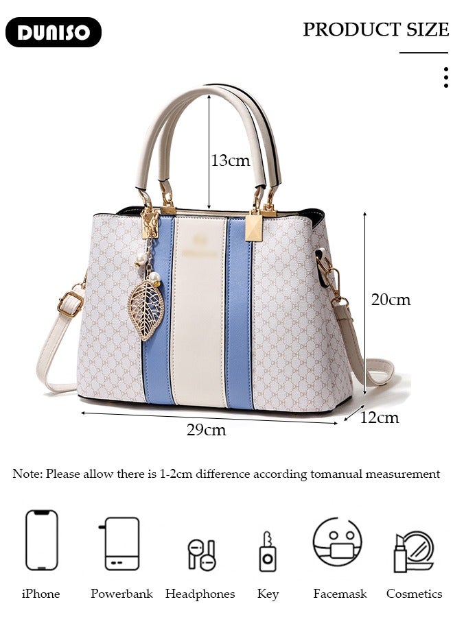 DUNISO Crossbody Purses And Handbags For Women,Large Capacity Pu Leather Tote With Top Handle, Printed And Color Matching Satchel With Zipper,Shoulder Bags For Travel And Daily Life  - Image 4