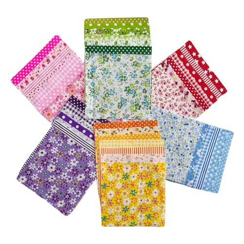 Litboom 42PCS Quilting Cotton Fabric Squares, Floral Pattern 5x5 Inch Pre-Cut Bundle, 100% Woven Cotton, Multicolor Patchwork for DIY Sewing, Crafts - Image 5