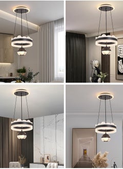 YATAI LIGHTING Single Pendant Light Dining Room, Small LED Black Modern Classic Pendant Light Fixtures Suitable for Kitchen Table, Adjustable Color Temperature Acrylic Pendant Lamp  - Image 2