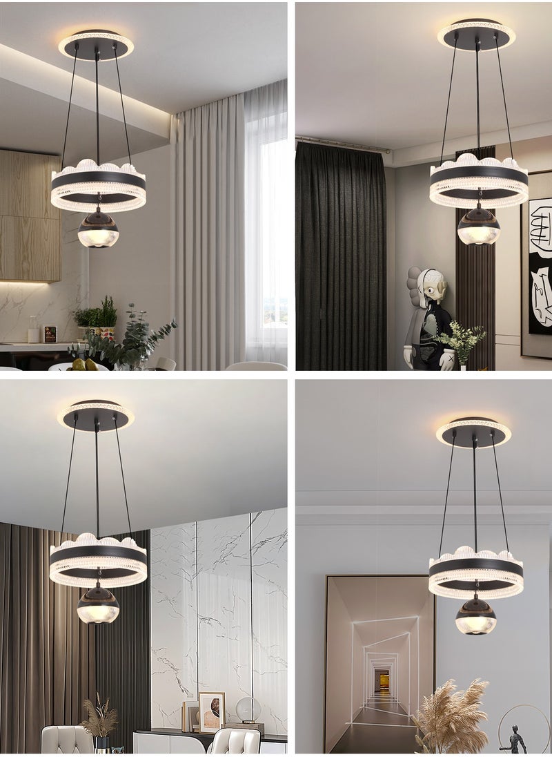 YATAI LIGHTING مصباح معلق فردي لغرفة الطعام، مصابيح معلقة صغيرة سوداء حديثة كلاسيكية مناسبة لطاولة المطبخ، مصباح معلق من الأكريليك بدرجة حرارة لون قابلة للتعديل  - Image 2