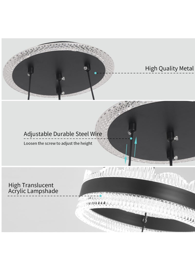 YATAI LIGHTING مصباح معلق فردي لغرفة الطعام، مصابيح معلقة صغيرة سوداء حديثة كلاسيكية مناسبة لطاولة المطبخ، مصباح معلق من الأكريليك بدرجة حرارة لون قابلة للتعديل  - Image 5