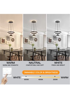 YATAI LIGHTING Single Pendant Light Dining Room, Small LED Black Modern Classic Pendant Light Fixtures Suitable for Kitchen Table, Adjustable Color Temperature Acrylic Pendant Lamp  - Image 4
