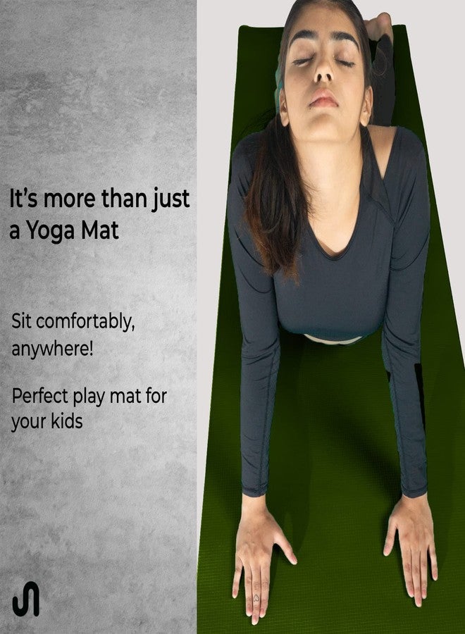 Bodyband Yoga Mat for Women and Men 4mm with Carry Strap EVA Material Extra Thick Exercise Mat for Workout Yoga Fitness Pilates and Meditation, Anti Tear Anti Slip For Home & Gym Use - Army Green - Image 3