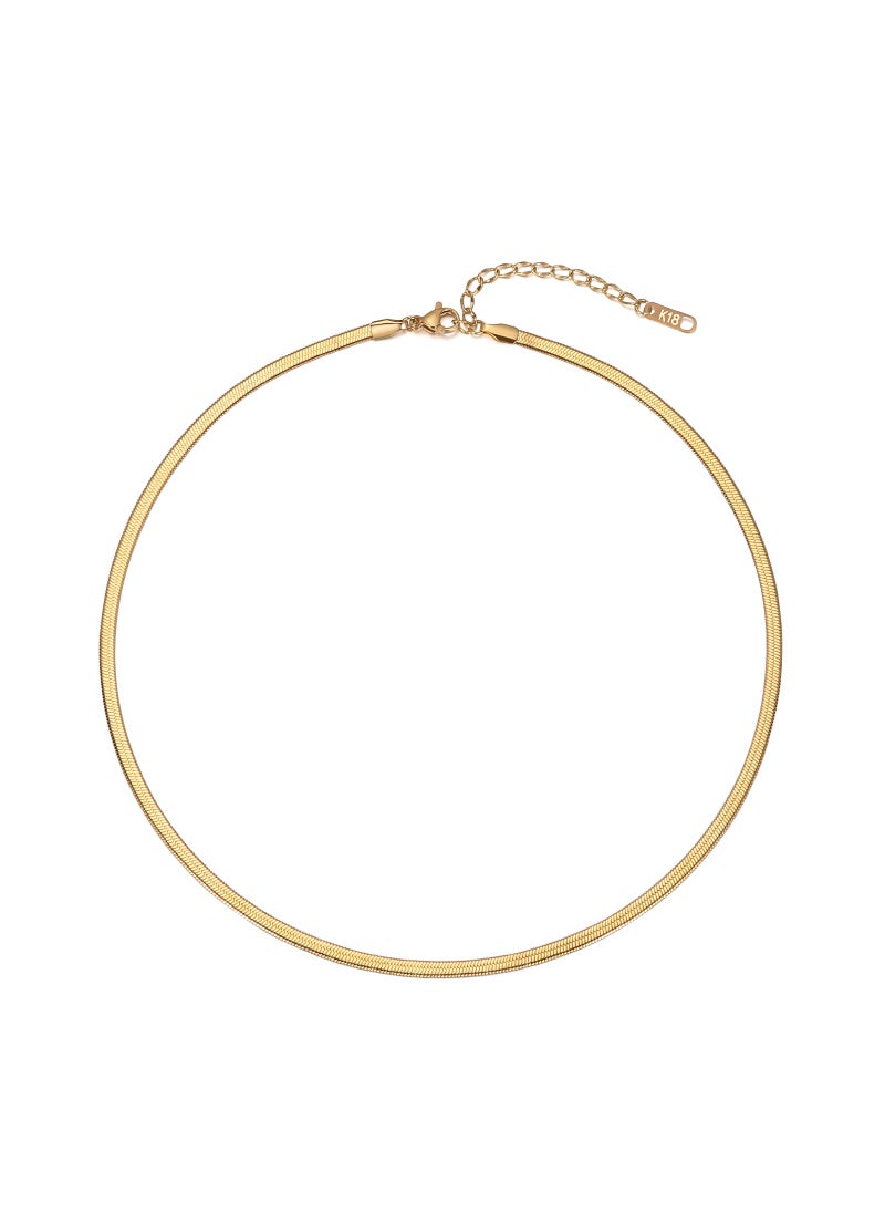 QUAINT 18k Gold Plated Herringbone Flat Snake Chain Necklace  - Image 1