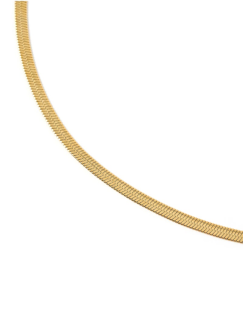 QUAINT 18k Gold Plated Herringbone Flat Snake Chain Necklace  - Image 3