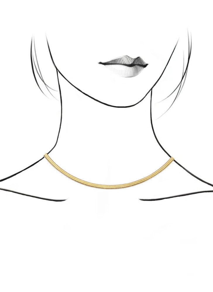 QUAINT 18k Gold Plated Herringbone Flat Snake Chain Necklace  - Image 4