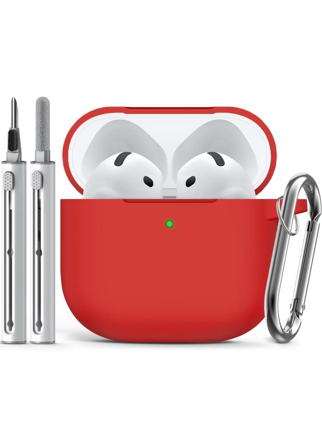 Suitable For Airpods Protective Cover Apple Bluetooth Earphone Shell Plus Cleaning Pen Suit-Color:Red-Model:airpods 1/2 - Image 1