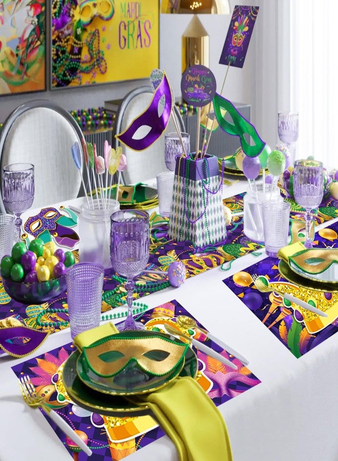Lide Road 8 Pcs Plastic Mardi Gras Table Runners 14" x 108" Mardi Gras Party Decoration Mardi Gras Theme Birthday Party Supplies Disposable Table Runner for Mardi Gras Table Decor - Image 5