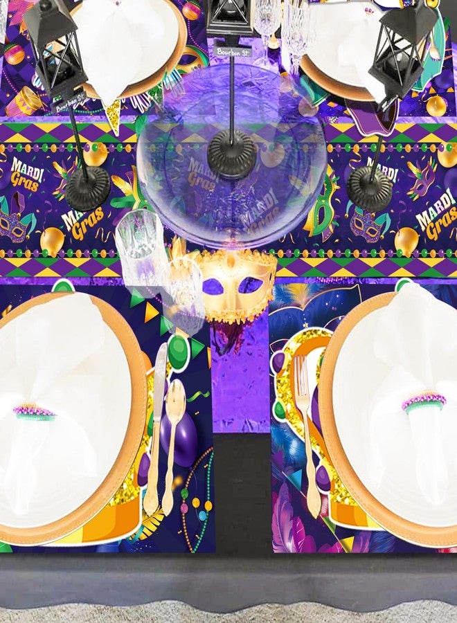 Lide Road 8 Pcs Plastic Mardi Gras Table Runners 14" x 108" Mardi Gras Party Decoration Mardi Gras Theme Birthday Party Supplies Disposable Table Runner for Mardi Gras Table Decor - Image 4