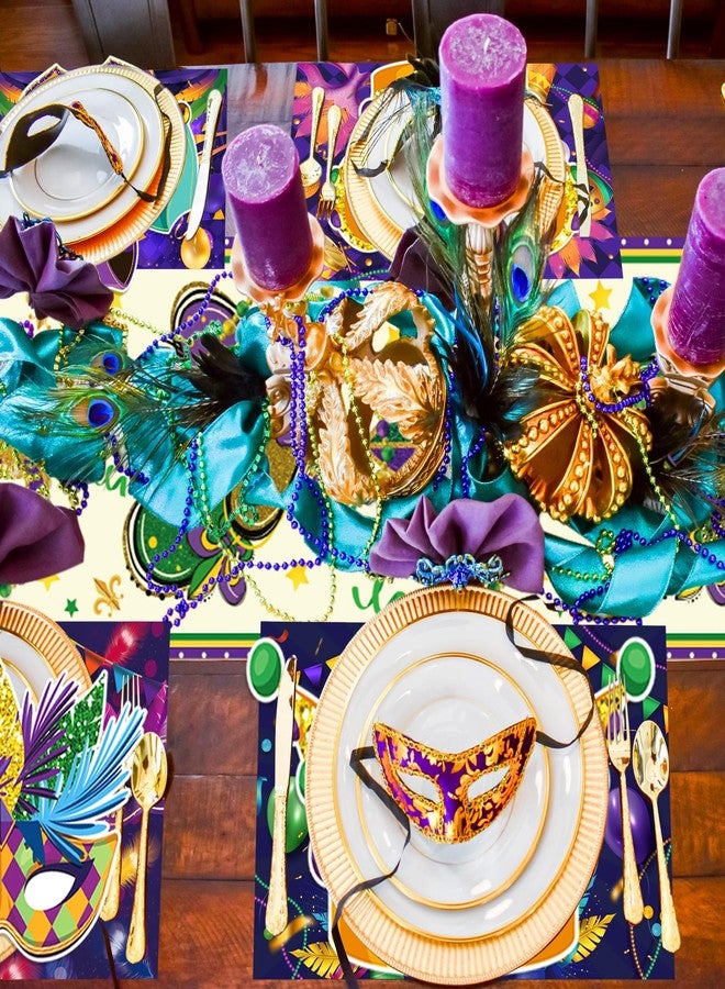 Lide Road 8 Pcs Plastic Mardi Gras Table Runners 14" x 108" Mardi Gras Party Decoration Mardi Gras Theme Birthday Party Supplies Disposable Table Runner for Mardi Gras Table Decor - Image 3