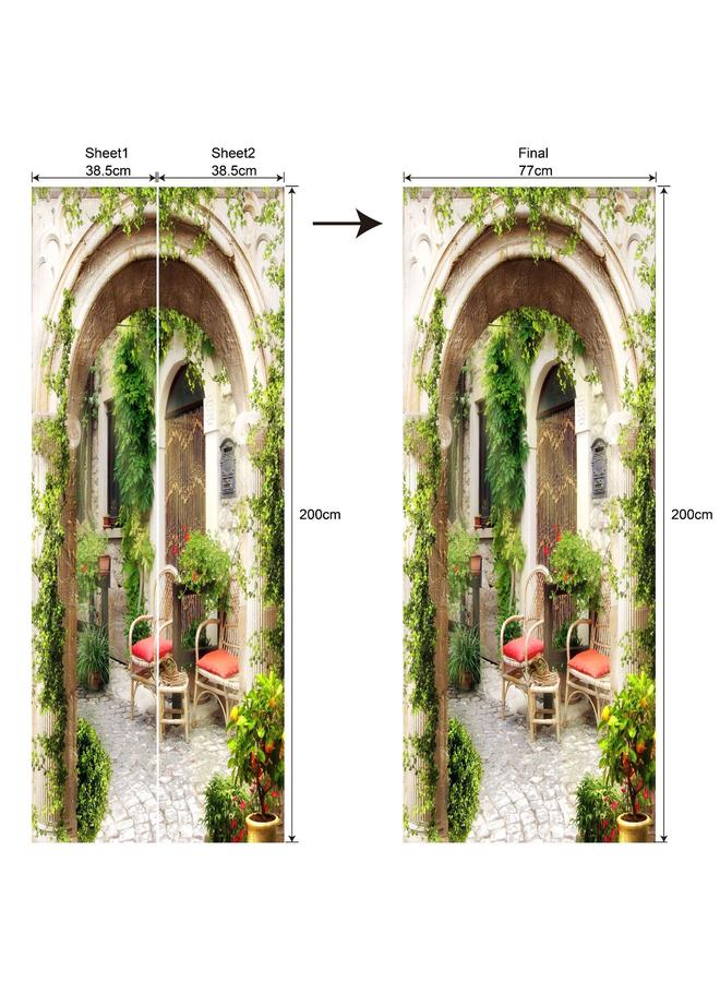 الأزرق جي دبليو ملصق ديكور سلسلة المناظر الطبيعية الخاصة 3D ملصق باب محاكاة قابل للإزالة ملصق الحائط غرفة النوم غرفة المعيشة تجديد ورق الحائط PVC - Image 1