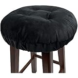 Augld Augld Bar Stool Cushion Covers -Anti-Slip Padded Round Chiar Cushion 14" Velvet Black  - Image 1