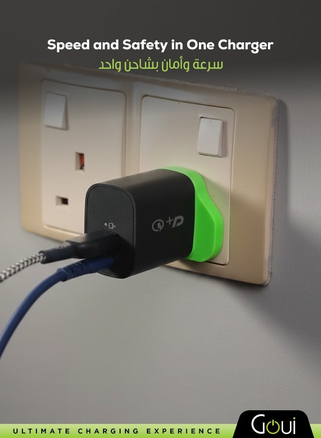 جوي شاحن الجدار ميني PD 20W - شاحن سفر مدمج ذو منفذين مع تقنية Power Delivery (PD) وتقنية Qualcomm Quick Charge (QC) لشحن سريع للهواتف الذكية، الأجهزة اللوحية، وأجهزة USB أسود - Image 5