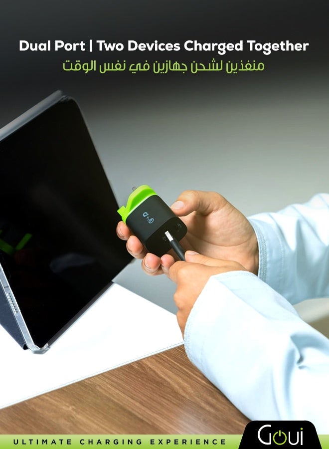 جوي شاحن الجدار ميني PD 20W - شاحن سفر مدمج ذو منفذين مع تقنية Power Delivery (PD) وتقنية Qualcomm Quick Charge (QC) لشحن سريع للهواتف الذكية، الأجهزة اللوحية، وأجهزة USB أسود - Image 4