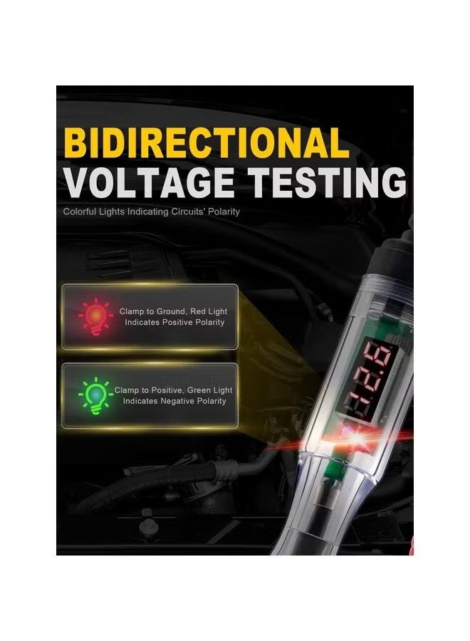 Test Light Automotive 5-90V Digital LED Circuit Tester with Voltage Display, Auto Bidirectional Voltage Tester, Electric Test Pen with Extended Spring Wire & Probe - Image 5