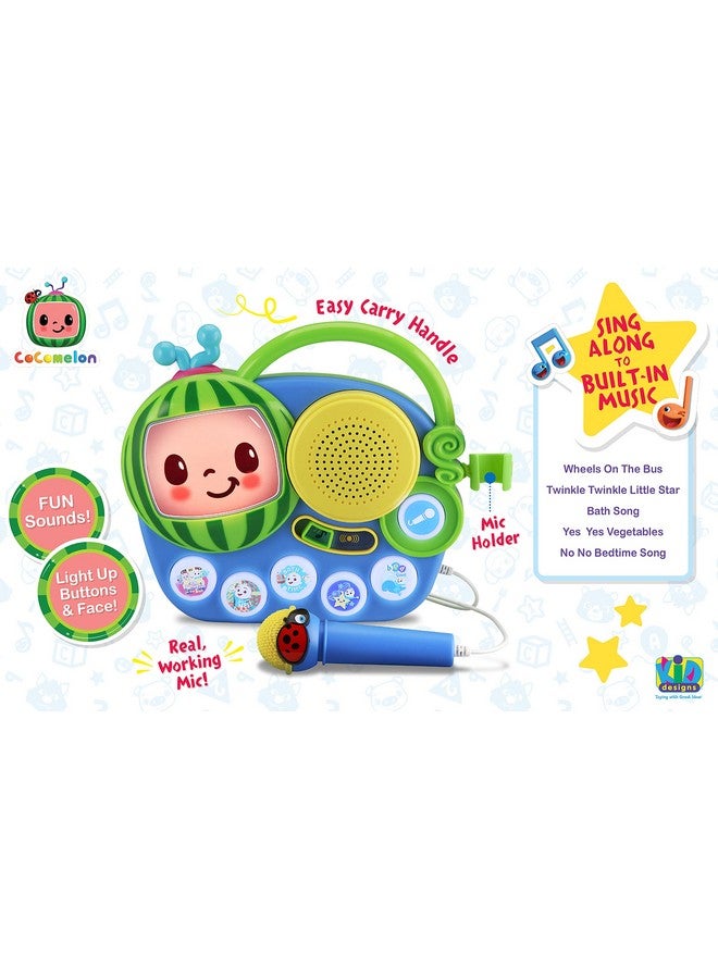 eKids Cocomelon Toy Singalong Boombox with Microphone and Built-in Music, Toddler Toys for Fans of Cocomelon Gifts - Image 4