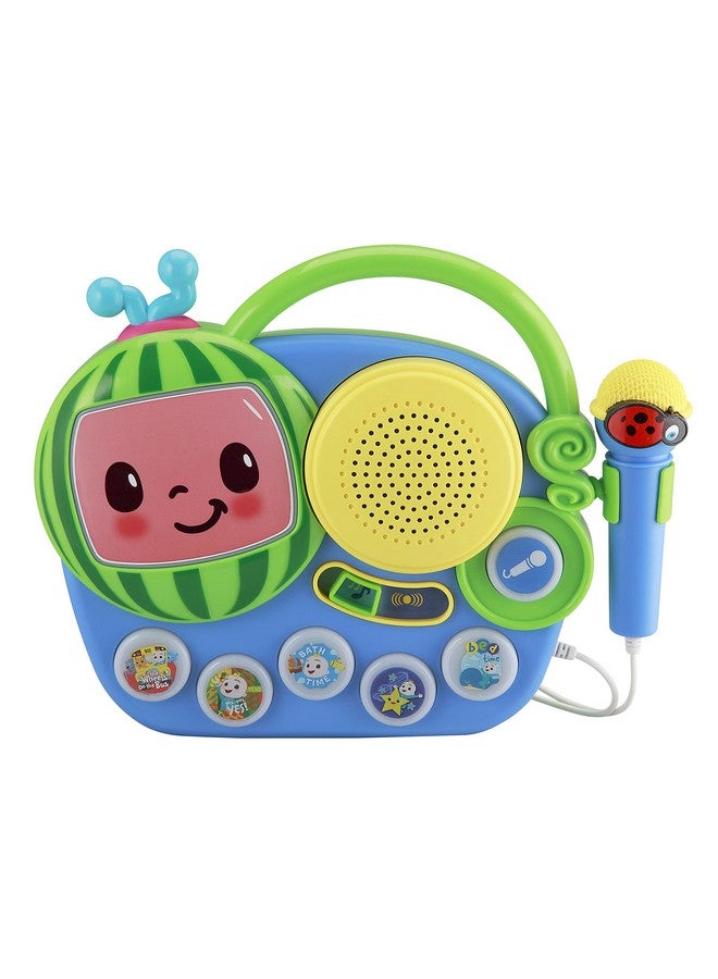 eKids Cocomelon Toy Singalong Boombox with Microphone and Built-in Music, Toddler Toys for Fans of Cocomelon Gifts - Image 1