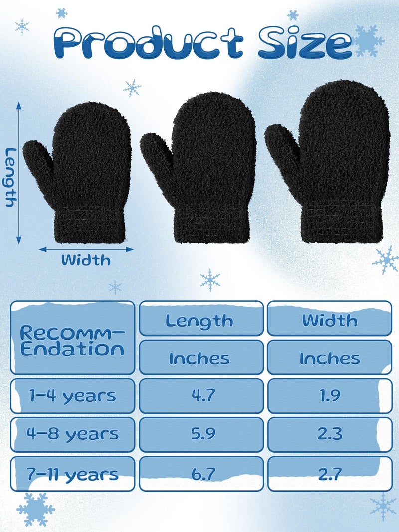 SATINIOR 3 Pairs Toddler Mittens Kids Winter Warm Gloves Baby Soft Stretch Mittens for Boys Girls Children - Image 3