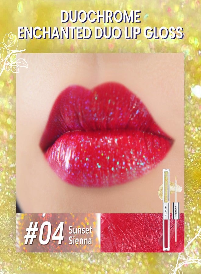 CHARMACY Multichrome Double Head Non-Stick Lip Gloss, Metallic Colourful Lip Glaze, Anti-transfer, Long Lasting Waterproof Liquid Lipstick Makeup (#04) - Image 2