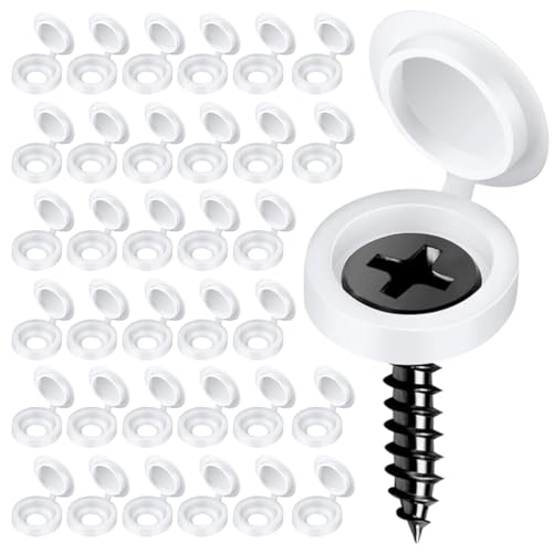 Serplex® 300Pcs Plastic Hinged Screw Cap Covers, Flip Tops for Protecting Screw Heads, for Home & Industrial Use (White) - Image 1
