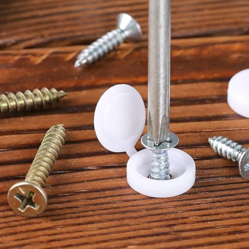 Serplex® 300Pcs Plastic Hinged Screw Cap Covers, Flip Tops for Protecting Screw Heads, for Home & Industrial Use (White) - Image 4