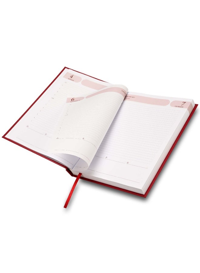 FIS 2027 Agenda Diary, 170x240mm Size, Hard Cover Vinyl Material, 1 Day a Page, English, 60gsm White Paper, Maroon Cover - FSDI75EV27MR - Image 5
