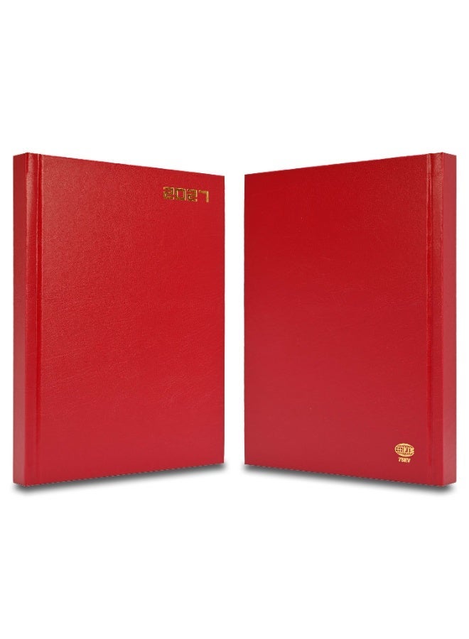 FIS 2027 Agenda Diary, 170x240mm Size, Hard Cover Vinyl Material, 1 Day a Page, English, 60gsm White Paper, Maroon Cover - FSDI75EV27MR - Image 4