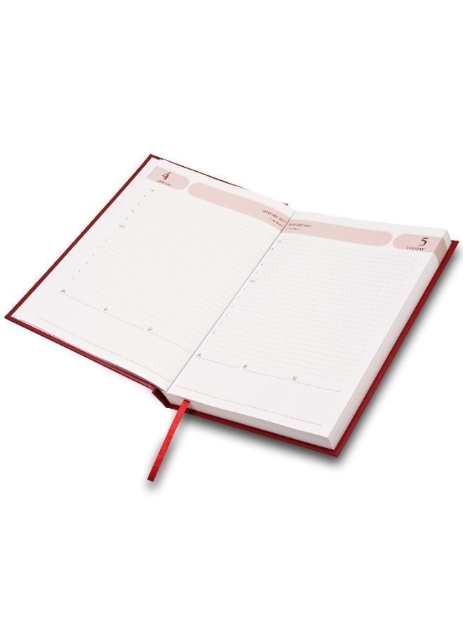 FIS 2027 Agenda Diary, 170x240mm Size, Hard Cover Vinyl Material, 1 Day a Page, English, 60gsm White Paper, Maroon Cover - FSDI75EV27MR - Image 2