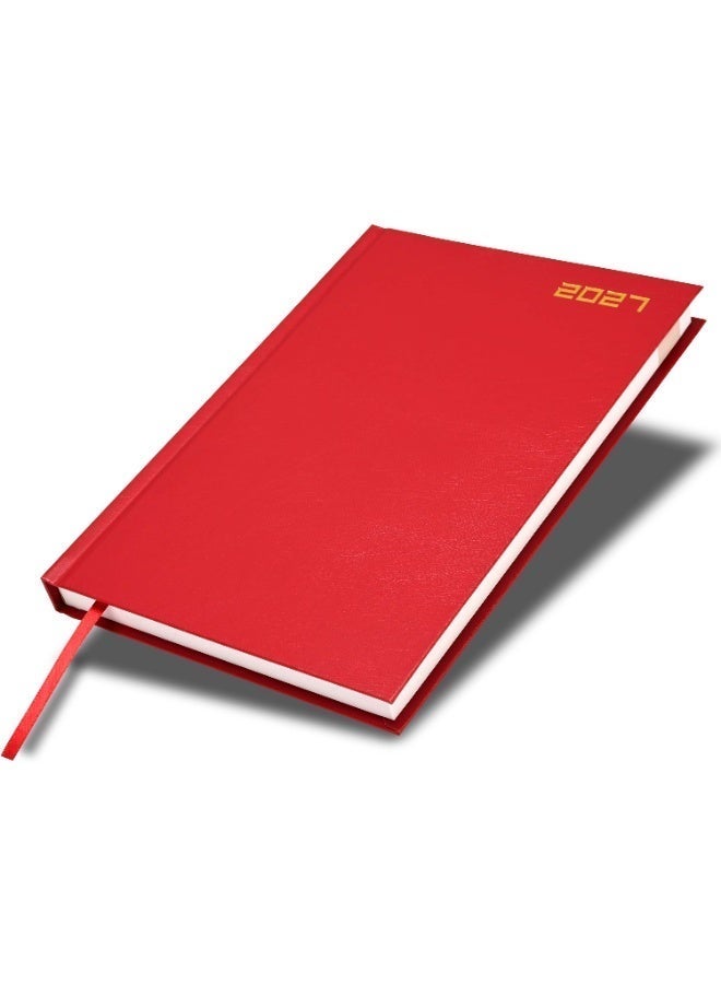 FIS 2027 Agenda Diary, 170x240mm Size, Hard Cover Vinyl Material, 1 Day a Page, English, 60gsm White Paper, Maroon Cover - FSDI75EV27MR - Image 1