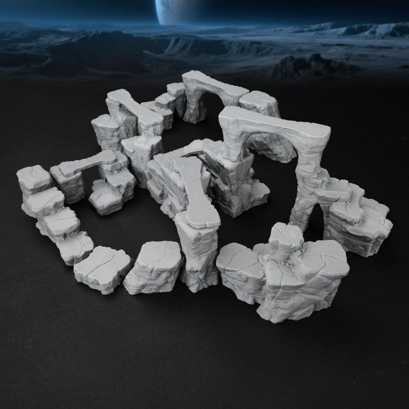 AUSPDICE RPG Terrain AF693 The Pit Canyon Scene for DND Campaigns â€“ The Pit Canyon Modular Scenery Set with Rock Bridges, TTRPG Structures, Map Accessories for 28â€“32mm Characters, Wargame and Roleplay Ready - Image 3