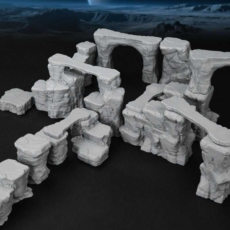 AUSPDICE RPG Terrain AF693 The Pit Canyon Scene for DND Campaigns â€“ The Pit Canyon Modular Scenery Set with Rock Bridges, TTRPG Structures, Map Accessories for 28â€“32mm Characters, Wargame and Roleplay Ready - Image 1