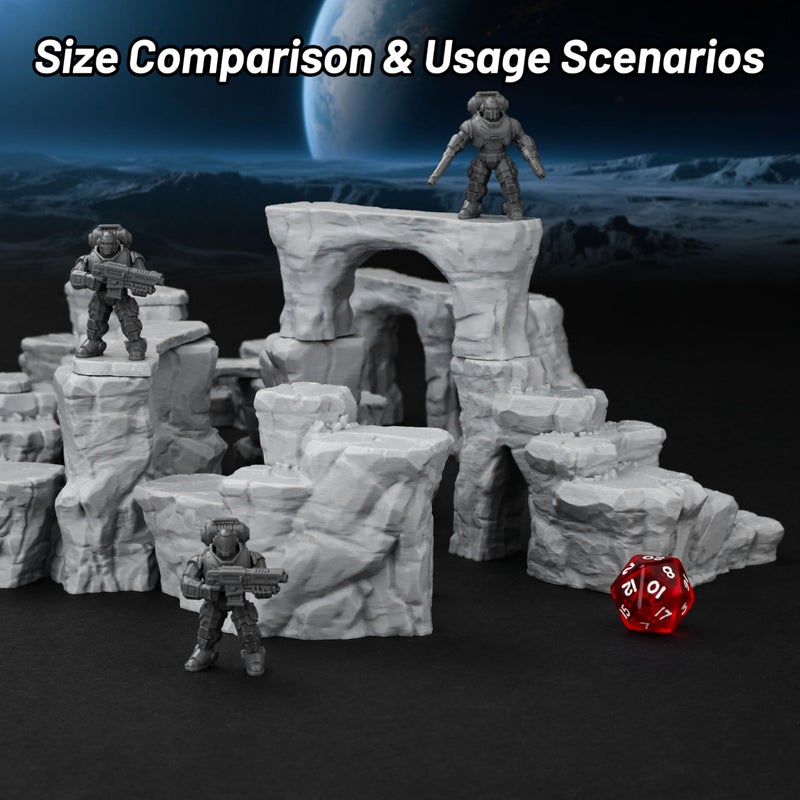 AUSPDICE RPG Terrain AF693 The Pit Canyon Scene for DND Campaigns â€“ The Pit Canyon Modular Scenery Set with Rock Bridges, TTRPG Structures, Map Accessories for 28â€“32mm Characters, Wargame and Roleplay Ready - Image 4