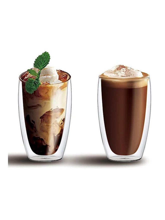 1CHASE Set of 2 - Double Wall Borosilicate Coffee Juice Glass, 450ml - Image 1