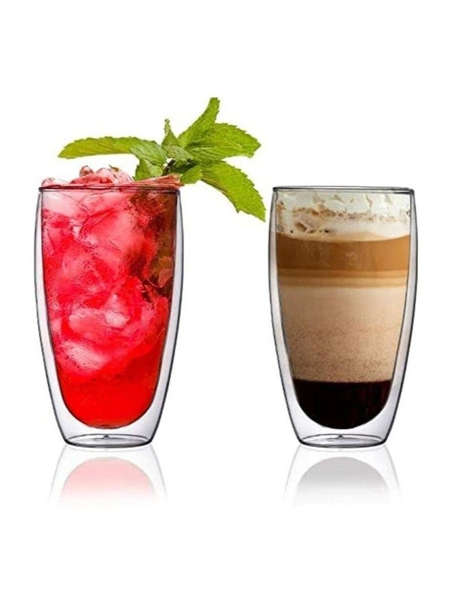 1CHASE Set of 2 - Double Wall Borosilicate Coffee Juice Glass, 450ml - Image 2