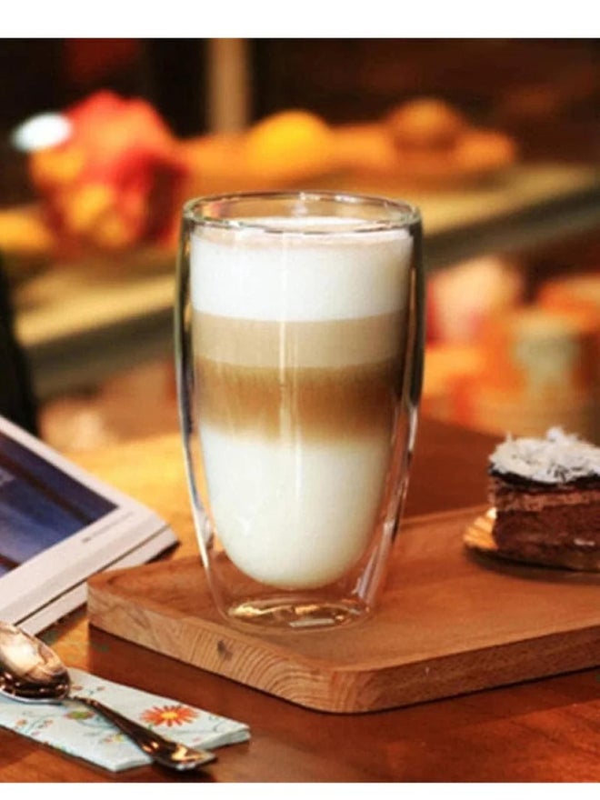 1CHASE Set of 2 - Double Wall Borosilicate Coffee Juice Glass, 450ml - Image 3