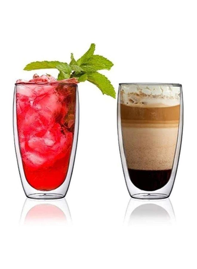 1CHASE Set of 2 - Double Wall Borosilicate Coffee Juice Glass, 450ml - Image 2