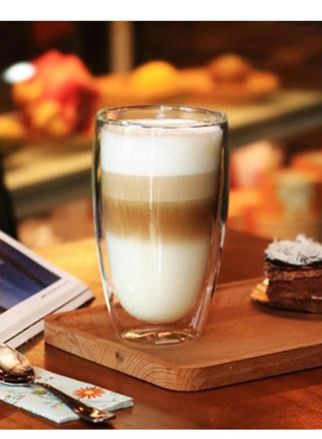 1CHASE Set of 2 - Double Wall Borosilicate Coffee Juice Glass, 450ml - Image 3