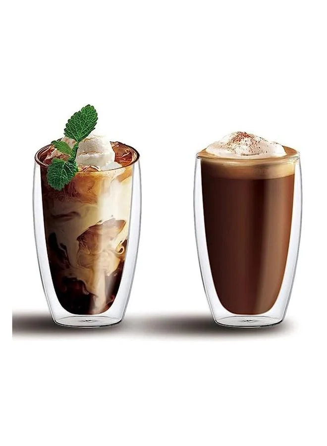 1 تشيس طقم كوبين جدار مزدوج بوروسيليكات للقهوة والعصير ٤٥٠ مل