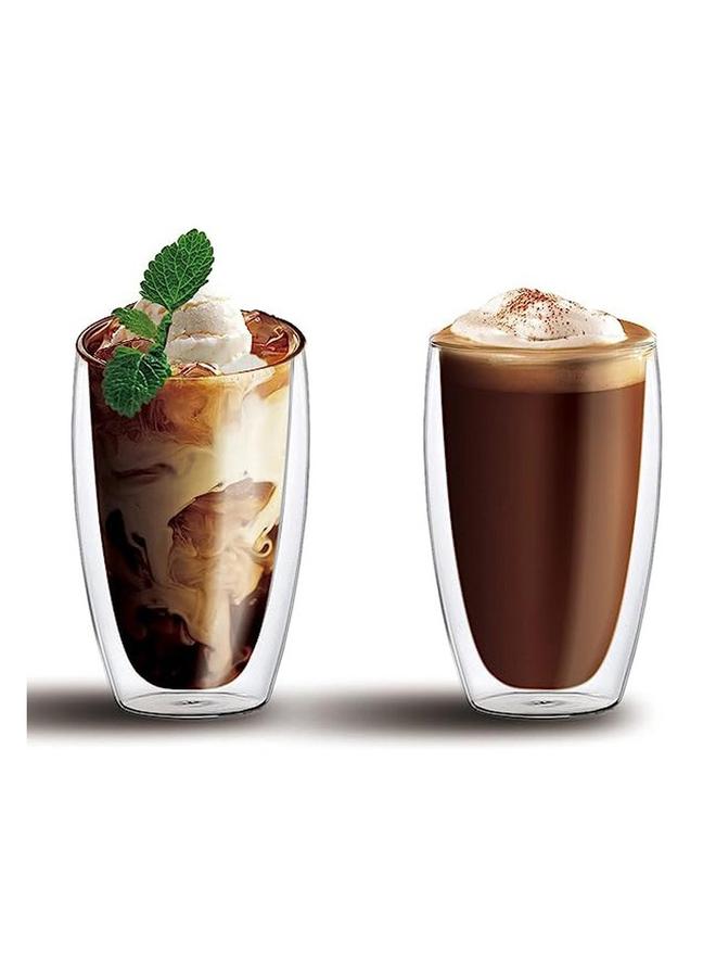 1CHASE Set of 2 - Double Wall Borosilicate Coffee Juice Glass, 450ml - Image 1